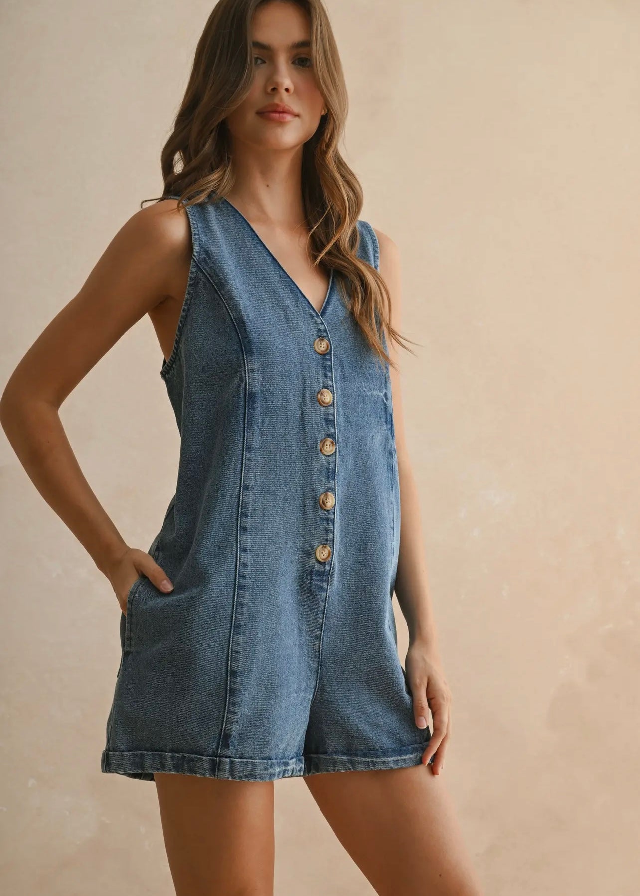 ELLE DENIM ROMPER