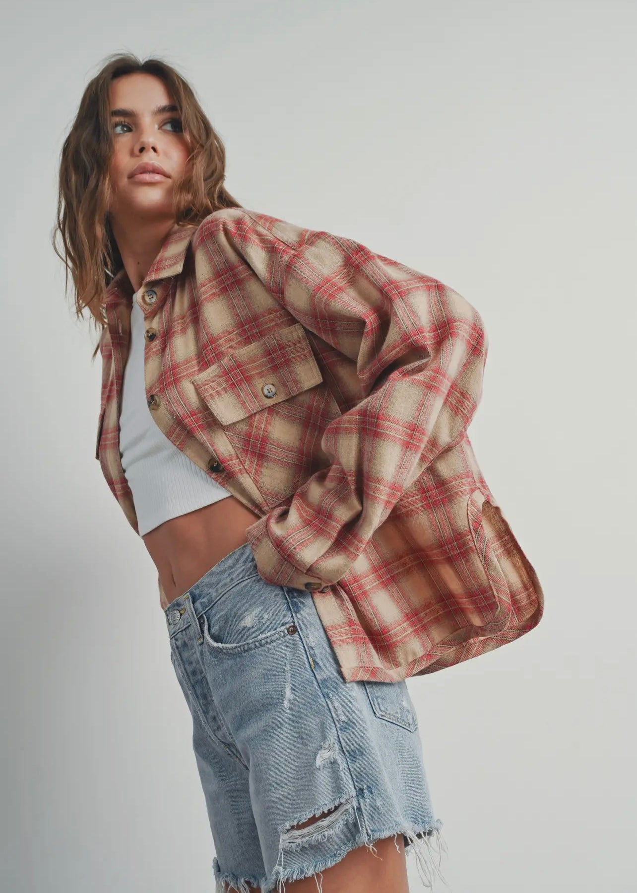 DAMIAN RED PLAID SHACKET