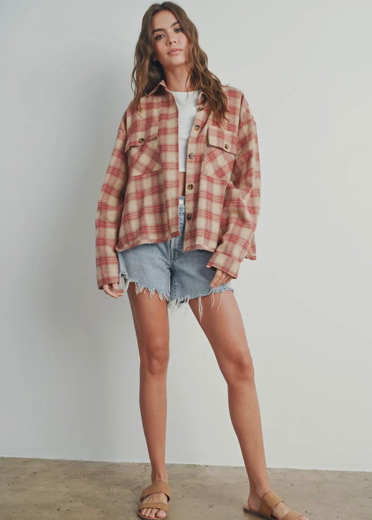 DAMIAN RED PLAID SHACKET