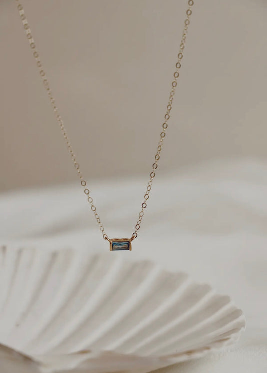 AQUA CZ BAGUETTE NECKLACE