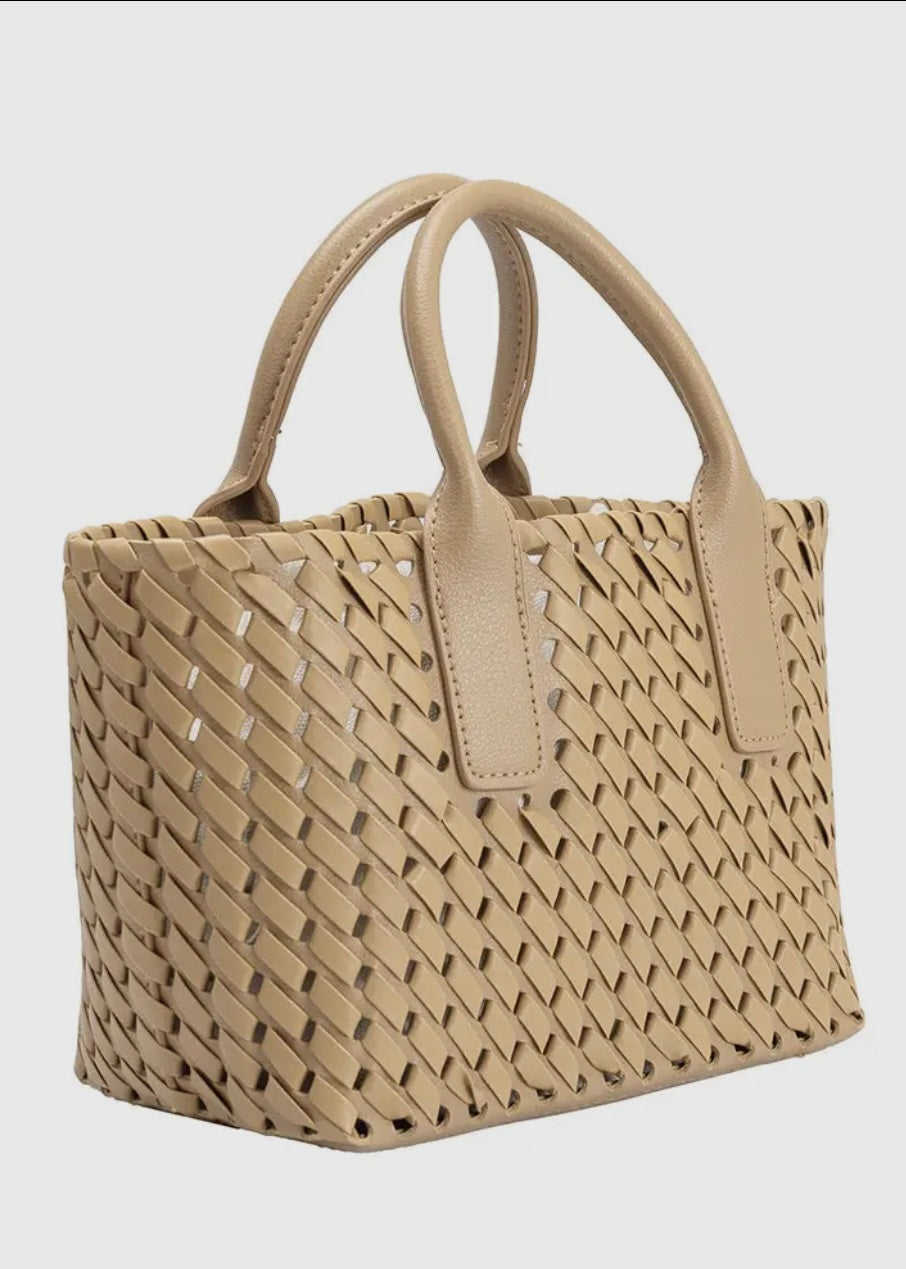 CHLOE TAN WOVEN BAG