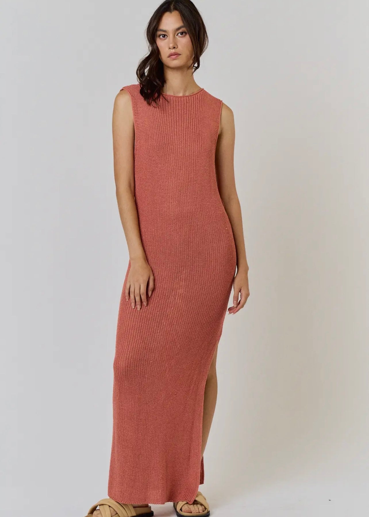 TERRACOTTA KNIT MAXI DRESS