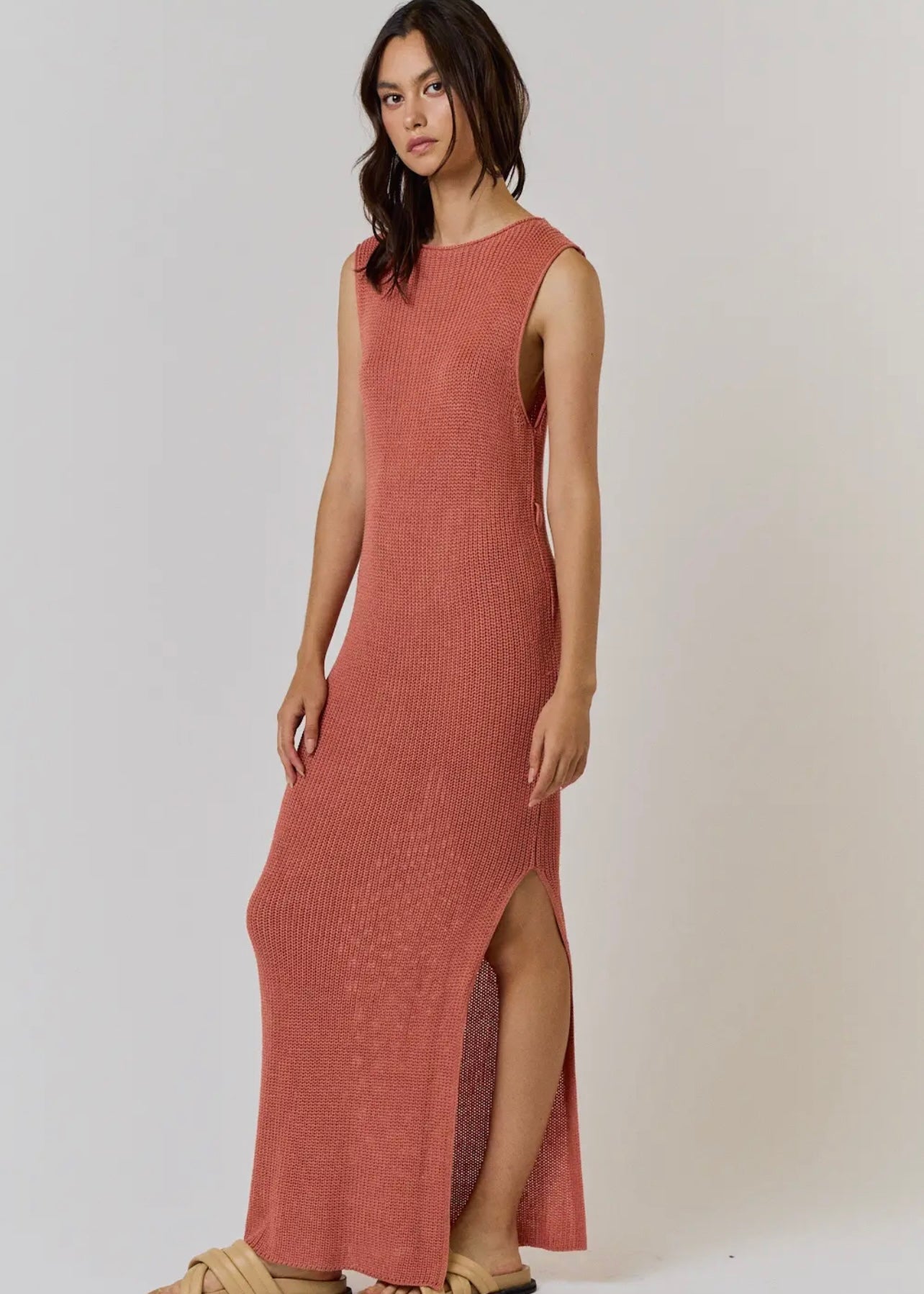 TERRACOTTA KNIT MAXI DRESS